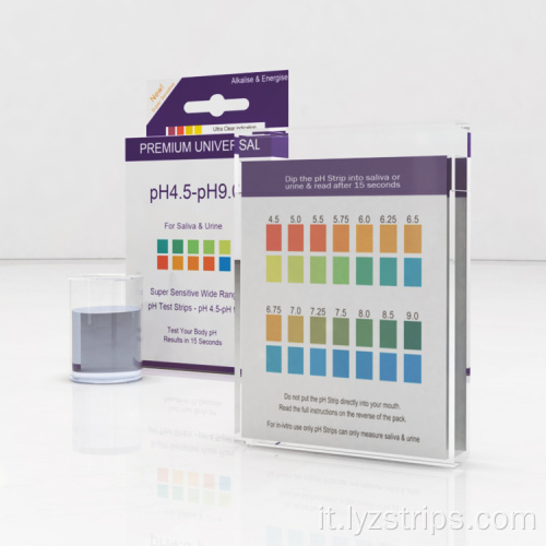 Strisce reattive per il test del pH delle urine e della saliva